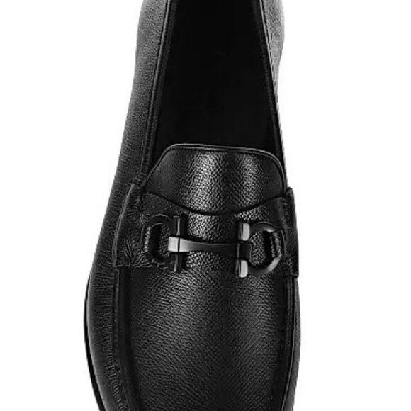Ferragamo Men\'s Gancini Crown Bit Leather Loafers (11 1/2) Black EE